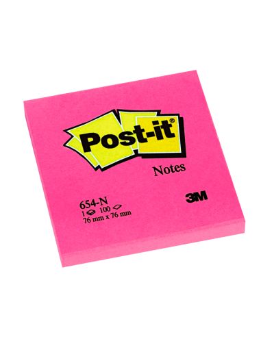 Bloc De Notas Adhesivas Quita Y Pon Post-It 76X76 Mm Fucsia Neon Con 100 Hojas