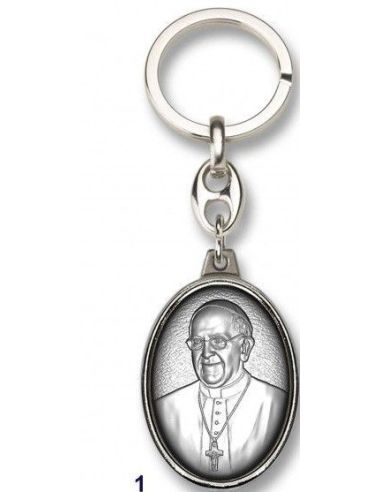Llavero Metal Plateado 2X3 9Cm Papa Francisco (24)