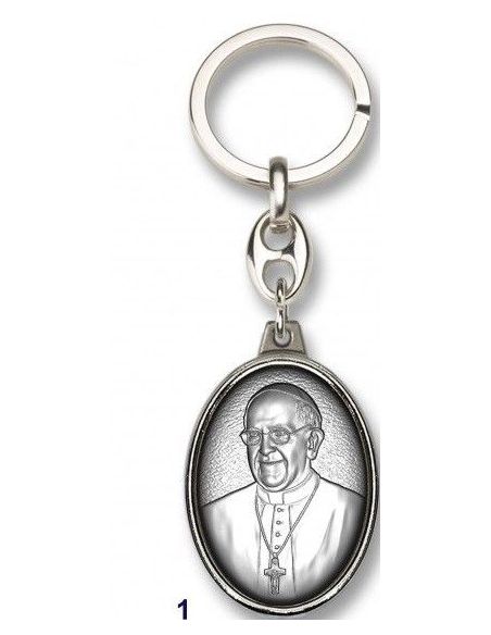 Llavero Metal Plateado 2X3 9Cm Papa Francisco (24)