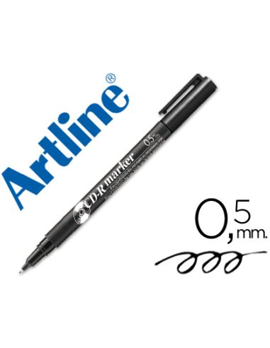Rotulador Artline Para Cd Punta De Fibra Permanente Ek-883 Negro -Punta Redonda 0.5 Mm