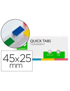 Banderitas Separadoras Q-Connect 25X45 Mm Transparentes Y Color Pack De 4 Con 40 Hojas