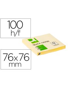 Bloc De Notas Adhesivas Quita Y Pon Q-Connect 76X76 Mm Con 100 Hojas