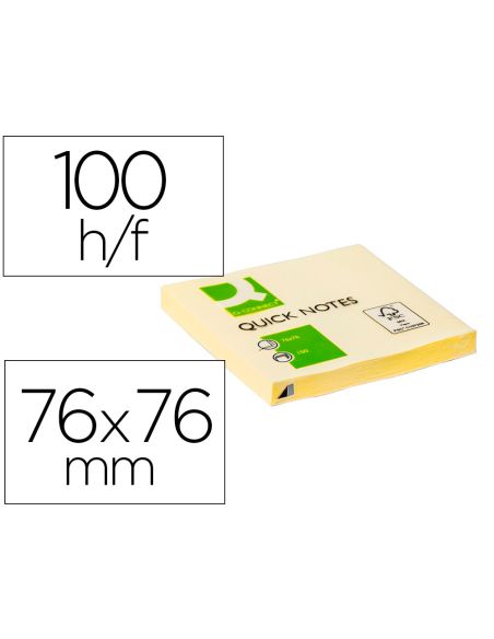 Bloc De Notas Adhesivas Quita Y Pon Q-Connect 76X76 Mm Con 100 Hojas