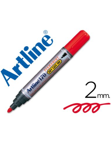 Rotulador Artline Marcador Permanente 170 Rojo Punta Redonda 2 Mm Antisecado