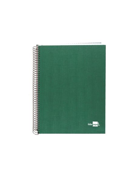 Cuaderno Espiral Liderpapel A5 Micro Papercoat Tapa Forrada 140H 75Gr Cuadro5Mm 5 Banda S 6 Taladros Verde