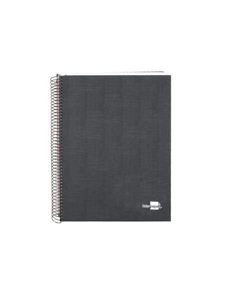 Cuaderno Espiral Liderpapel A5 Micro Papercoat Tapa Forrada 140H 75Gr Cuadro5Mm 5 Banda S 6 Taladros Negro