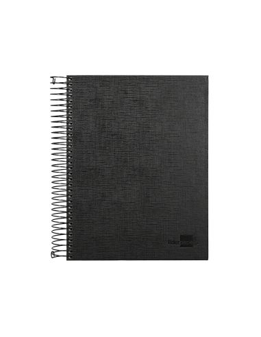 Cuaderno Espiral Liderpapel A5 Micro Papercoat Tapa Forrada 140H 75Gr Cuadro5Mm 5 Banda S 6 Taladros Negro