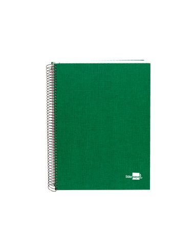Cuaderno Espiral Liderpapel A4 Micro Papercoat Tapa Forrada 140H 75Gr Cuadro5Mm 5 Banda S 4 Taladros Verde