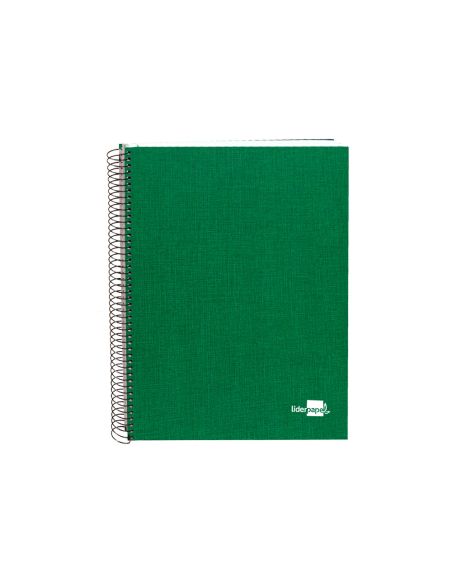 Cuaderno Espiral Liderpapel A4 Micro Papercoat Tapa Forrada 140H 75Gr Cuadro5Mm 5 Banda S 4 Taladros Verde