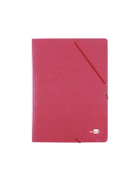 Carpeta Liderpapel Gomas Tres Solapas Carton Prespan Folio Color Rojo