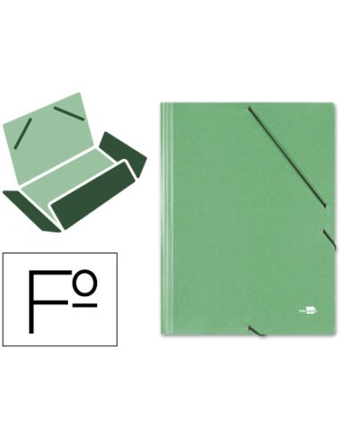 Carpeta Liderpapel Gomas Tres Solapas Carton Simil Prespan Folio Color Verde