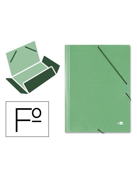 Carpeta Liderpapel Gomas Tres Solapas Carton Simil Prespan Folio Color Verde