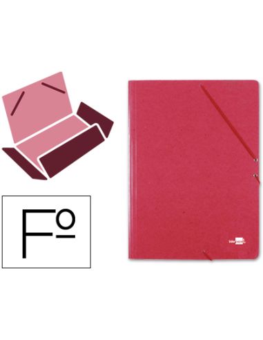 Carpeta Liderpapel Gomas Tres Solapas Carton Simil Prespan Folio Color Rojo