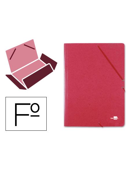 Carpeta Liderpapel Gomas Tres Solapas Carton Simil Prespan Folio Color Rojo