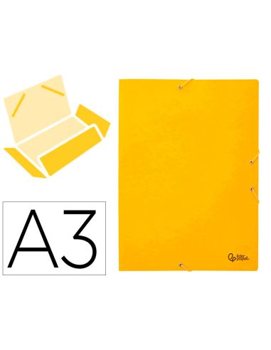 Carpeta Liderpapel Gomas Tres Solapas Carton Simil Prespan Folio Color Amarillo
