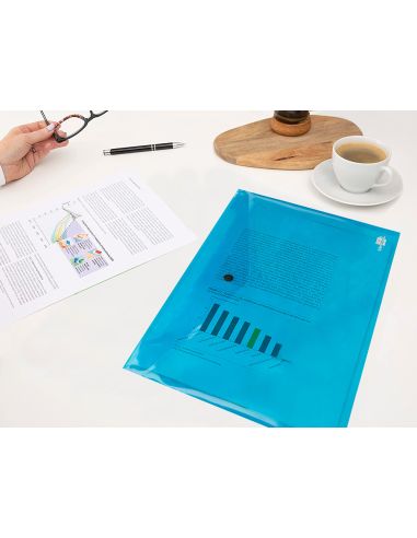 Carpeta Liderpapel Dossier Broche 34042 Polipropileno Din A4 Azul Transparente 50 Hojas