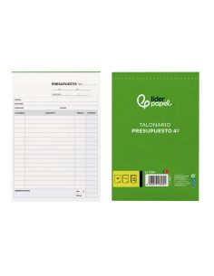 Talonario Liderpapel Presupuesto Cuarto Original Y Copia T230