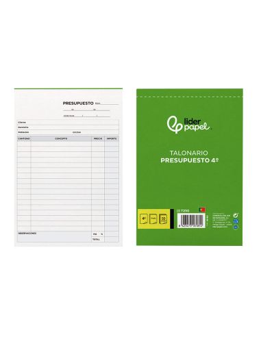 Talonario Liderpapel Presupuesto Cuarto Original Y Copia T230