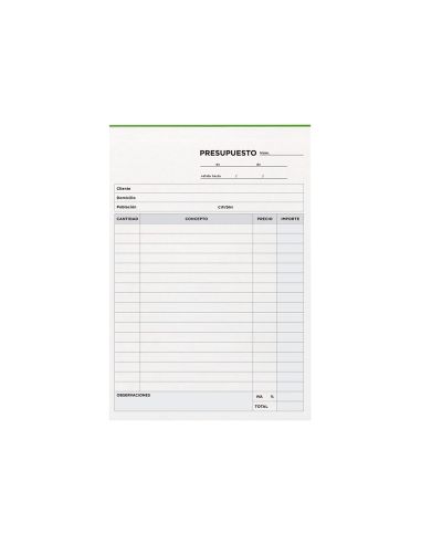 Talonario Liderpapel Presupuesto Cuarto Original Y Copia T230