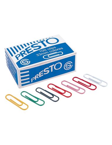 Clips Colores Presto Caja De 100 Unidades Colores Surtidos