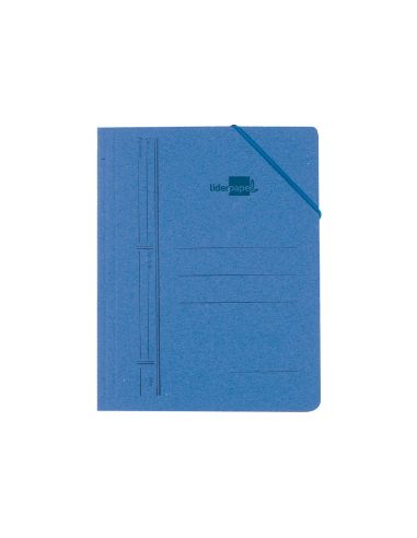 Carpeta Liderpapel Gomas Folio Bolsa Carton Pintado Azul