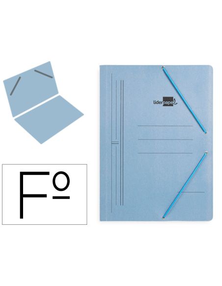 Carpeta Liderpapel Gomas Folio Sencilla Carton Pintado Azul