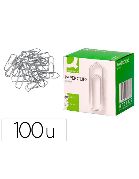 Clips Niquelados Q-Connect Nº4 50 Mm Caja De 100 Unidades