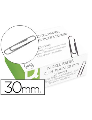 Clips Niquelados Q-Connect Nº1,5 30 Mm Caja De 100 Unidades