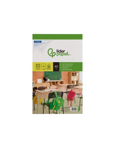 Bloc Examenes Liderpapel Cuadro 2Mm Folio 40 Hojas 60G/M2