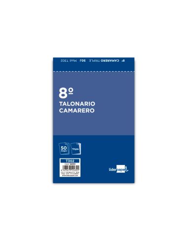 Talonario Liderpapel Camarero 8º Original Y 2 Copias T302