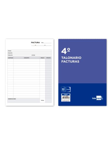 Talonario Liderpapel Facturas Cuarto Original Y Copia T217 Sin I.V.A.