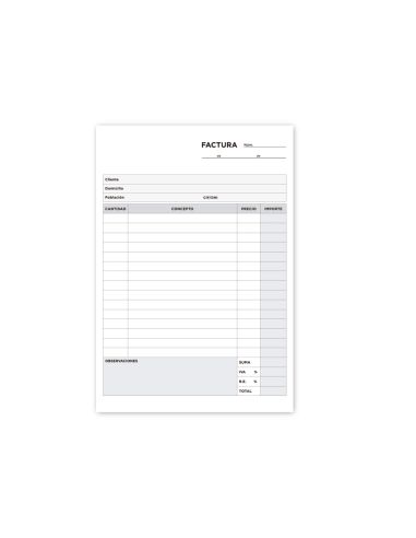 Talonario Liderpapel Facturas Cuarto Original Y Copia T216 Con I.V.A.