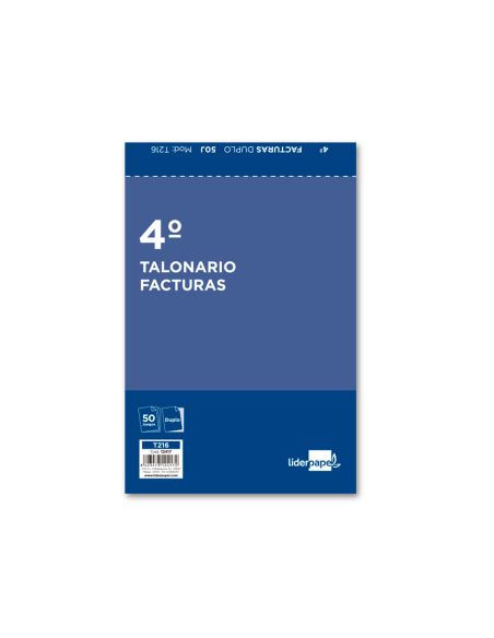 Talonario Liderpapel Facturas Cuarto Original Y Copia T216 Con I.V.A.