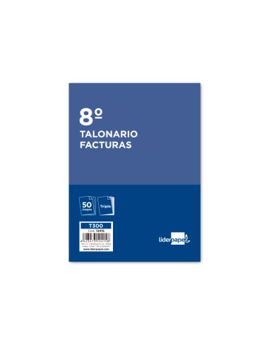Talonario Liderpapel Facturas 8º Original Y 2 Copias T300 Con I.V.A.