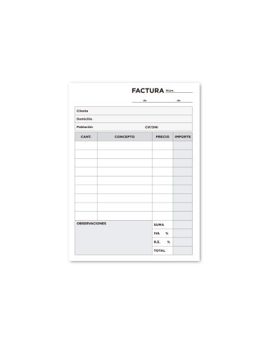 Talonario Liderpapel Facturas 8º Original Y 2 Copias T300 Con I.V.A.
