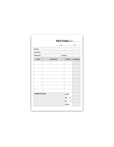 Talonario Liderpapel Facturas 8º Original Y Copia T200 Con I.V.A