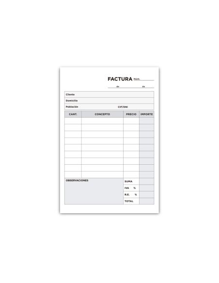 Talonario Liderpapel Facturas 8º Original Y Copia T200 Con I.V.A