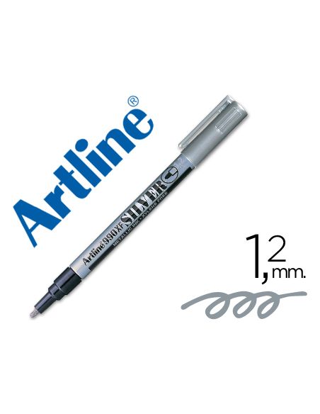 Rotulador Artline Marcador Permanente Tinta Metalica Ek-990 Plata Punta Redonda 1.2 Mm