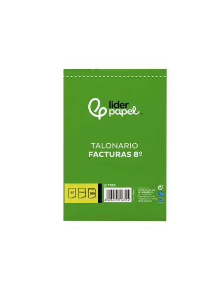Talonario Liderpapel Facturas 8º Original T100 Con I.V.A.