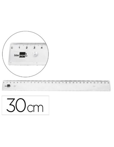 Regla Liderpapel Plastico Irrompible Transparente 30 Cm