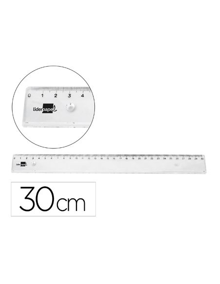 Regla Liderpapel Plastico Irrompible Transparente 30 Cm