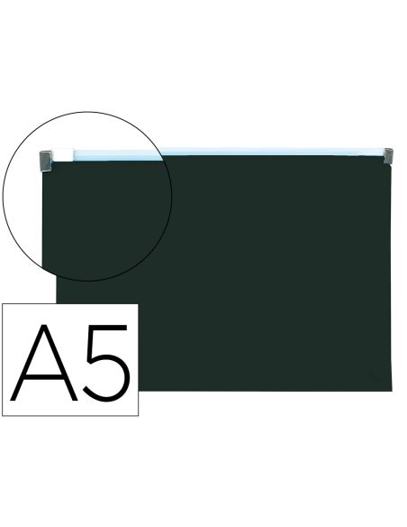 Carpeta Dossier Liderpapel A5 Cierre De Cremallera Negro Opaco