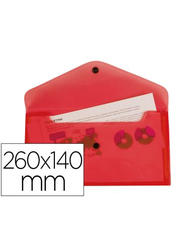 Carpeta Liderpapel Dossier Broche Polipropileno Tamaño Sobre Americano 260X140 Mm Rojo Translucido