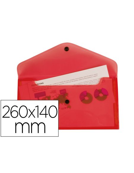 Carpeta Liderpapel Dossier Broche Polipropileno Tamaño Sobre Americano 260X140 Mm Rojo Translucido