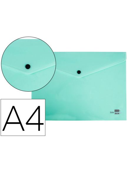 Carpeta Liderpapel Dossier Broche Polipropileno Din A4 Verde Manzana Opaco 50 Hojas
