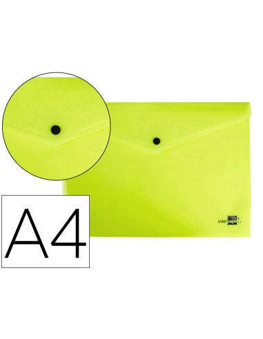 Carpeta Liderpapel Dossier Broche Polipropileno Din A4 Amarillo Fluor Opaco 50 Hojas