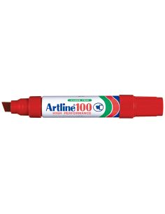 Rotulador Artline Marcador Permanente 100 Rojo Punta Biselada 2