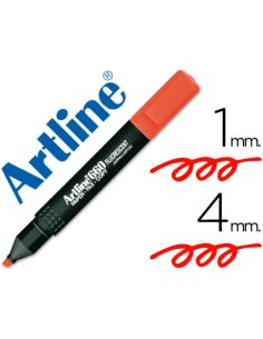 Rotulador Artline Fluorescente Ek-660 Rojo Punta Biselada