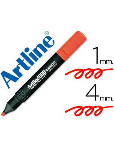 Rotulador Artline Fluorescente Ek-660 Rojo Punta Biselada