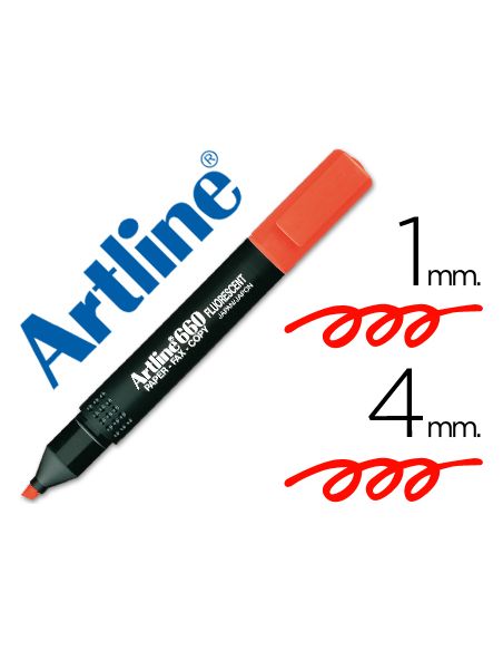 Rotulador Artline Fluorescente Ek-660 Rojo Punta Biselada